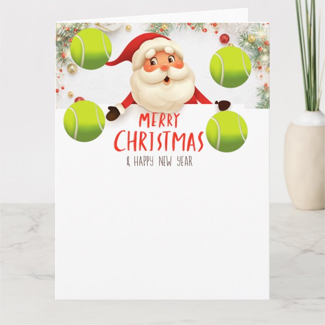 Tarjeta Tenis Feliz Navidad con la pelota de tenis (Anverso)