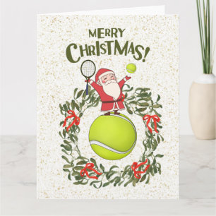 Tarjeta Tenis Feliz Navidad con Santa Claus