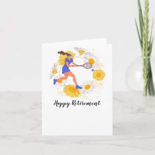Tarjeta Tenis: Jugador de tenis feliz retiro
