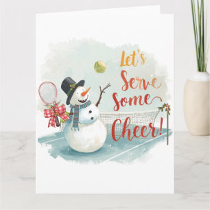 Tarjeta Tenis Navidad Muñeco de Nieve Festivo