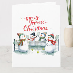 Tarjeta Tenis Navidad Muñeco de Nieve Festivo