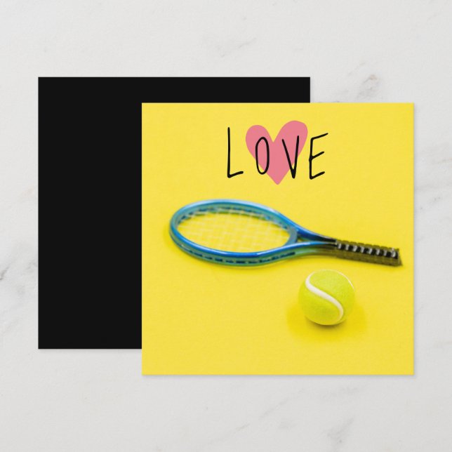 Tarjeta Tenis Racket y Ball con AMOR al jugador (Anverso / Reverso)