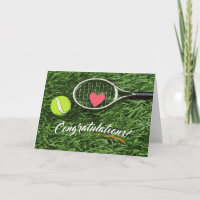 Tenis racket y ball con felicitaciones amorosas