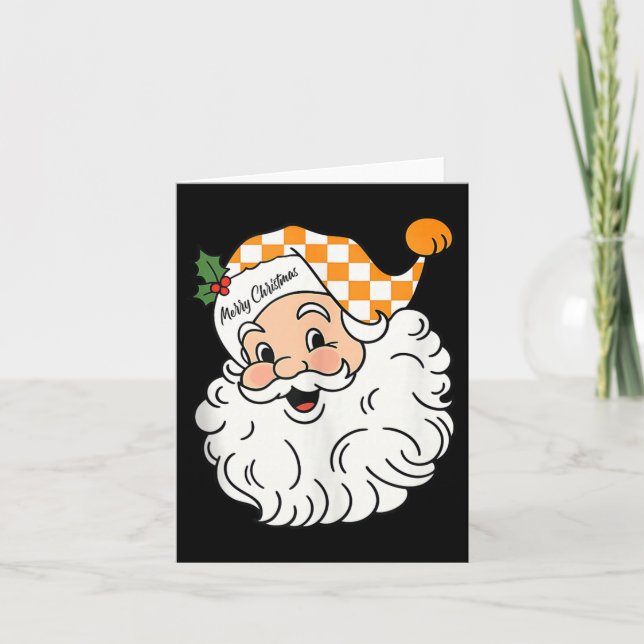 Tarjeta Tennessee Merry Christmas Santa Checkerboard Orang (Anverso)