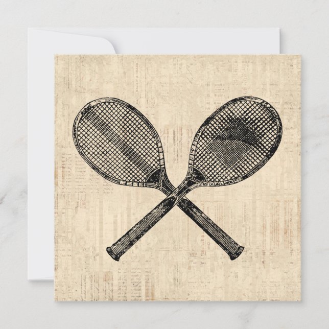 Tarjeta Tennis Rackers Antiguo Tenis Racquet Script Paper (Anverso)