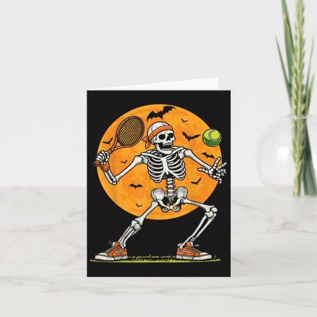 Tarjeta Tennis Skeleton Soky Boys Funny Halloween Tennis P (Anverso)