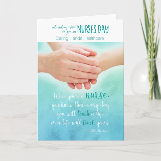 Tarjeta Tensión de manos en el día de enfermeras de negoci (Anverso)
