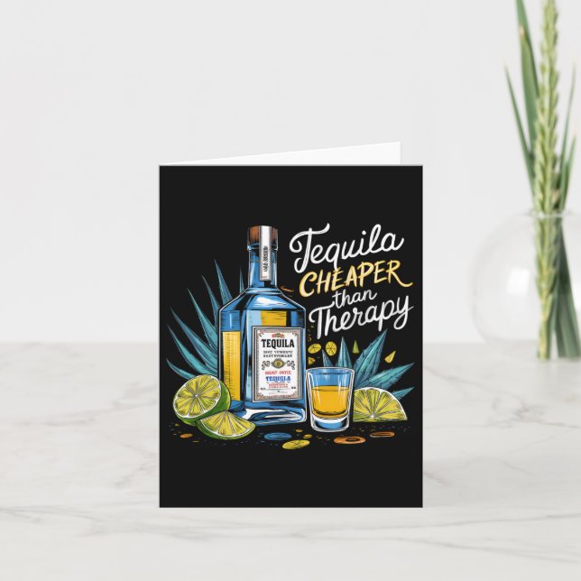 Tarjeta Tequila Retro Beber Tequila Más Barato Que Un Ter (Anverso)