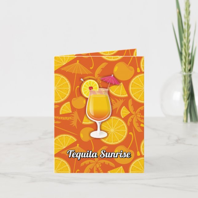 Tarjeta Tequila Sunrise Cocktail Receta (Anverso)