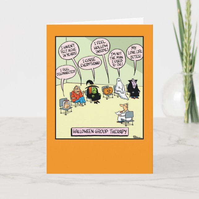 Tarjeta Terapia de Grupo de Halloween (Anverso)