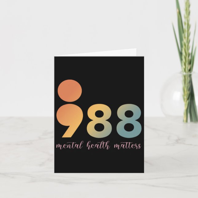 Tarjeta Terapia de Salud Mental 988 Consejero de Semicolón (Anverso)