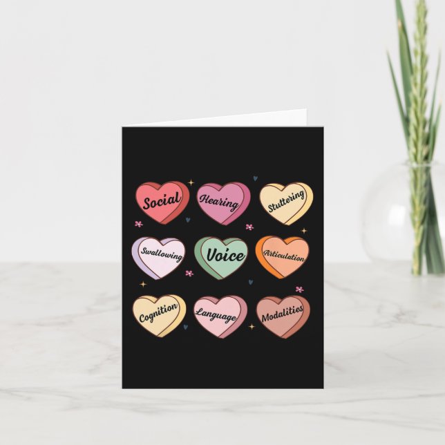 Tarjeta Terapia del habla Valentine Slp Slpa Candy Heart C (Anverso)