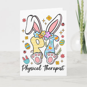Tarjeta Terapia Física Feliz Pascua Pt Terapeuta Conejo E