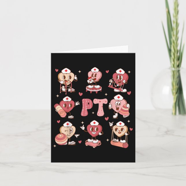 Tarjeta Terapia Física Groovy Día de San Valentín Corazón  (Anverso)