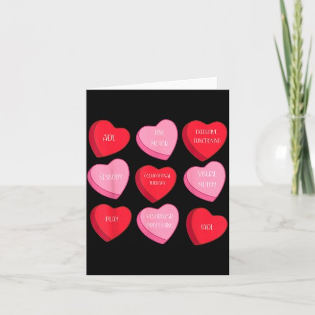 Tarjeta Terapia Ocupacional Corazón Caramelo Día de San Va (Anverso)