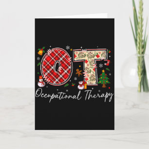 Tarjeta Terapia Ocupacional Retro Santa Navidad Ot S