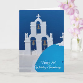 Tarjeta Tercer aniversario Boda personalizado de Santorini