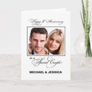 Tarjeta Tercer Aniversario de Boda Nombre/Foto Personaliza