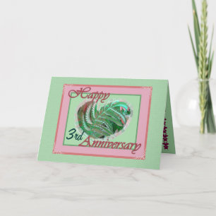Tarjeta Tercer aniversario de bodas corazón lleno de helec