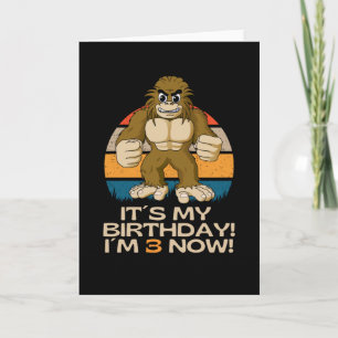 Tarjeta Tercer cumpleaños 3 años pequeño pie grande