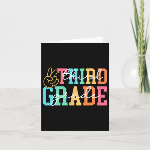 Tarjeta Tercer Grado Retro Preppy Regreso a la Escuela Pro