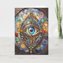 Tercer Ojo en Vidrio Pintado y Bronce