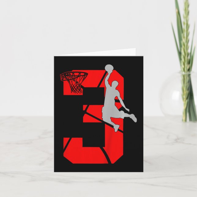 Tarjeta Tercer partido de cumpleaños de básquetbol para ni (Anverso)