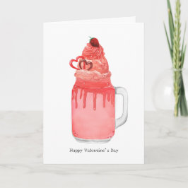 Tarjeta Terciopelo Rojo Milkshake I Love You Punny Valenti