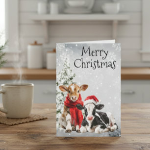 Tarjeta Ternera Feliz Navidad Terneras Bebés