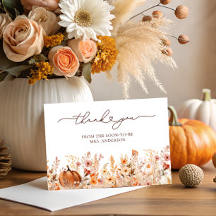 Tarjeta Terracota Fall Pumpkin Bridal Shower Gracias