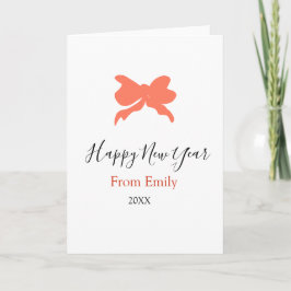 Tarjeta Terracotta bow happy new year name year boho retro