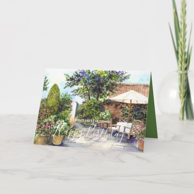Tarjeta Terraza de la casa señorial con pintura acuática (Anverso)