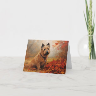 Tarjeta Terrier Australiano en Otoño Hojas Caídas Inspiran