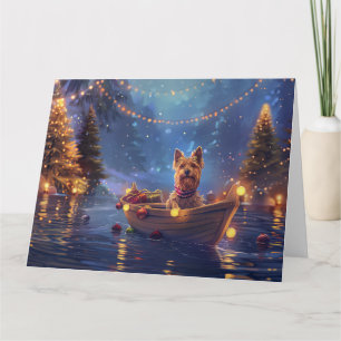 Tarjeta Terrier Australiano Festivo Viaje de Navidad