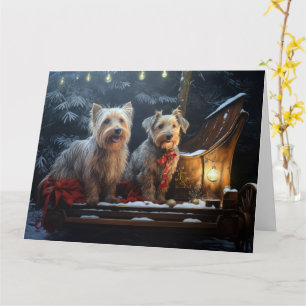 Tarjeta Terrier Australiano Nieve Trineo Decoración Navida
