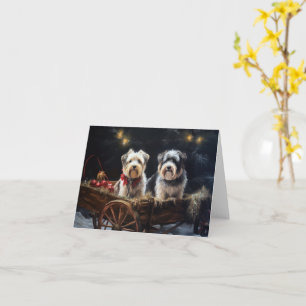 Tarjeta Terrier Biewer Nieve Trineo Decoración de Navidad