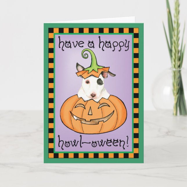 Tarjeta Terrier Bull Mini de Halloween (Anverso)