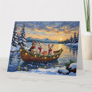 Tarjeta Terrier de Cairn Navidad Barco Fiesta