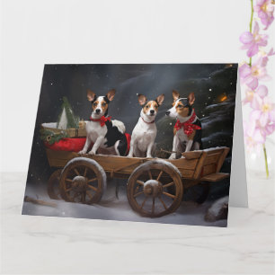 Tarjeta Terrier de Rata Nieve Trineo Navidad Decoración