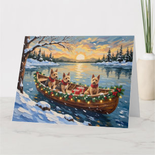 Tarjeta Terrier de zorro alambre Navidad Barco Fiesta