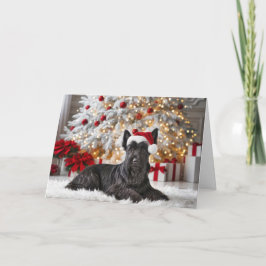Tarjeta Terrier escocés de Navidad