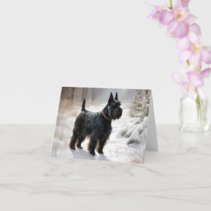 Tarjeta Terrier Escocés Deja que nieve Navidad