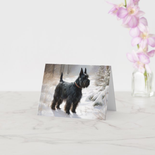 Tarjeta Terrier Escocés Deja que nieve Navidad (Orquídea)