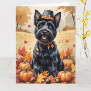 Tarjeta Terrier Escocés en Arte de Acción de Gracias de Ho