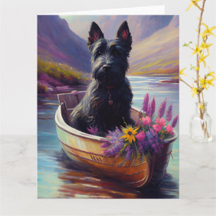 Tarjeta Terrier Escocés en una Paleta: Una Aventura Escéni