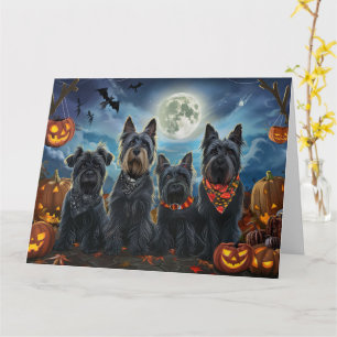 Tarjeta Terrier Escocés Halloween Espeluznante