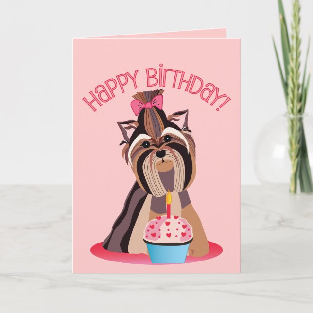 Tarjeta Terrier Happy Birthday Yorkshire (Anverso)