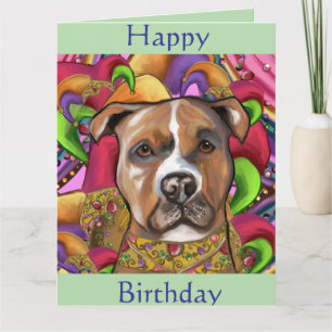 TARJETA TERRIER STAFFORDSHIRE AMERICANO