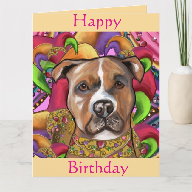 TARJETA TERRIER STAFFORDSHIRE AMERICANO  (Anverso)
