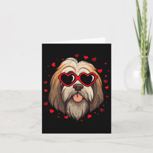 Tarjeta Terrier Tibetano San Valentín Corazón Amantes de P